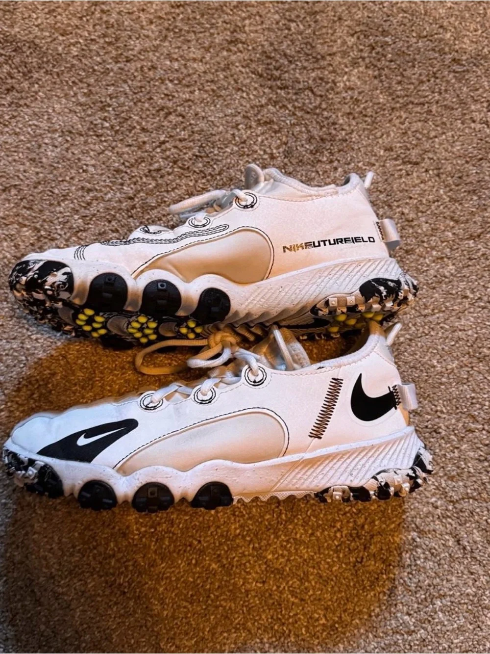 Nike FuturField Kids White Black and Yellow Athletic Sneakers